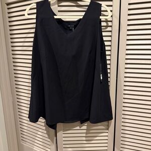 NWTs NIC+ZOE Black Sleeveless swing Blouse with Sheer Lining and Open Back